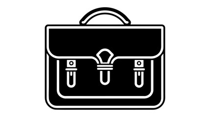 Briefcase black and white icon. Vector illustration on white background