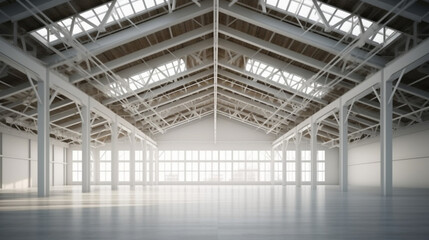 Empty exhibition center with truss. backdrop for exhibition stands  Generative AI