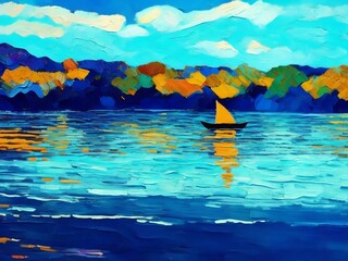 sunset over the lake