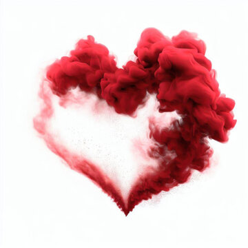 Colorful Smoke Powder Heart Illustration with Realistic Detail, Generative AI
