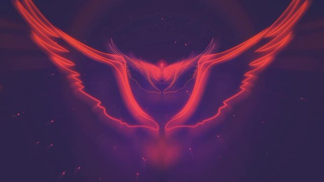 Red neon lights wings animation 
