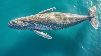 Aerial view of Gray Whale in Pacific ocean near Mexican shore, Baja California Sur, Mexico generative ai variation 2