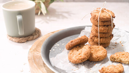 Breakfast concept with baked butter cookies
