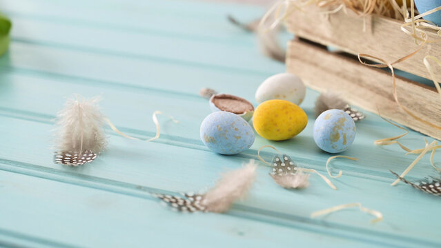 Easter blue and white eggs
