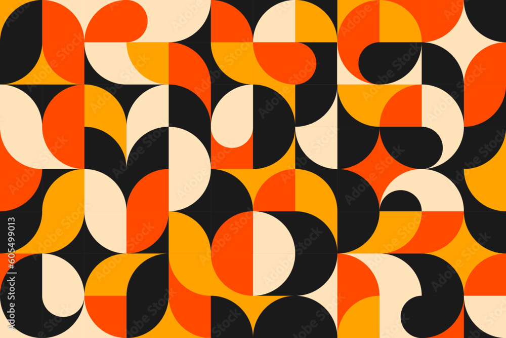 Poster modern abstract geometric pattern, bauhaus circle grid vector background. modern geometric pattern w