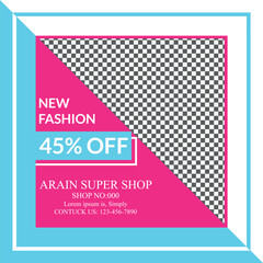 Colorful Instagram post with flash sales and social media post template for online fashion sale