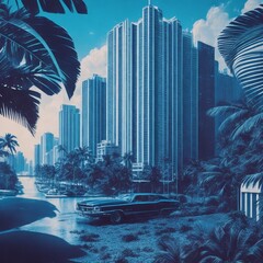 Obraz premium city skyline at sunset