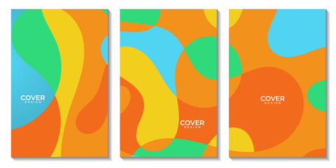 set of flyers with abstract summer colorful background illustration