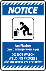 Notice First Sign Arc Flashes Can Damage Your Eyes. Do Not Watch Welding Process Without Proper Eye Protection