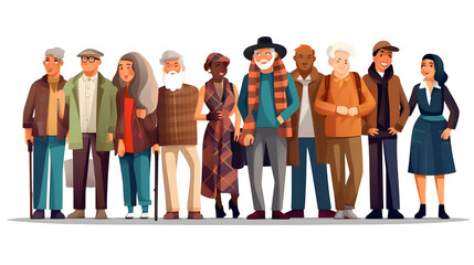 Obraz premium Cartoon Multiracial Multicultural Community Standing Together