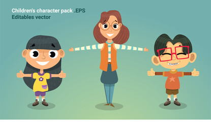 set of Characters cartoon kids - vector Teen - Boy and Girl 