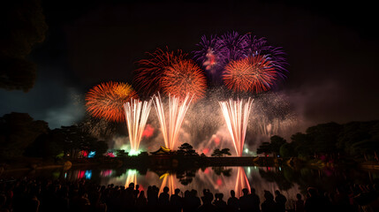 日本風の花火の美と迫力 No.009 | The Beauty and Grandeur of Japanese-Style Fireworks Generative AI