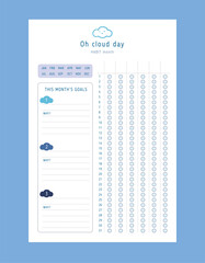 (Oh cloud Day) 30 Day challenge and goal Planner. Plan your day make dream happen.	