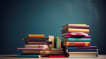 World book day design of a collection of stack of books for banner background