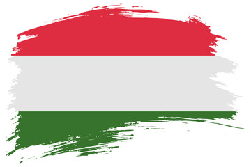 Hungary brush stroke flag vector background. Hand drawn grunge style Hungarian isolated banner