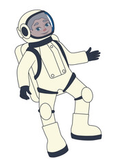 Astronaut in space suit on white background