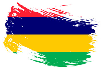 Mauritius brush stroke flag vector background. Hand drawn grunge style Mauritian isolated banner