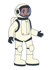 Male astronaut in space suit on white background