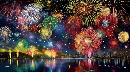 夜空に舞う花火の魔法 No.023 | The Enchanting Magic of Dancing Fireworks Generative AI