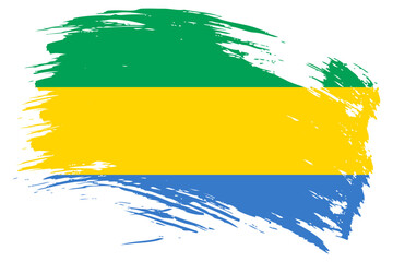 Gabon brush stroke flag vector background. Hand drawn grunge style Gabonese isolated banner