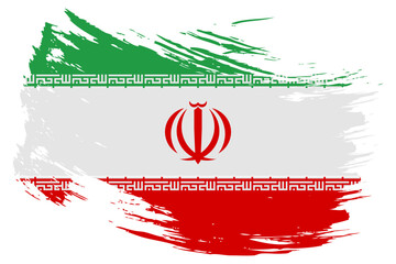Iran brush stroke flag vector background. Hand drawn grunge style Iranian isolated banner - obrazy, fototapety, plakaty