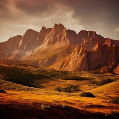 Naklejka premium Rugged Mountain Range, Generative AI