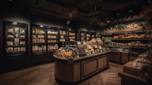 Inside A Grocery Store Wide Angle Shot -  Made With Generative AI Tools