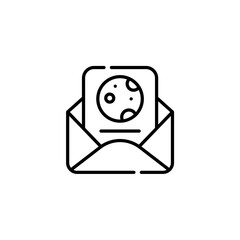 letter icon with earth drawing paper with black color