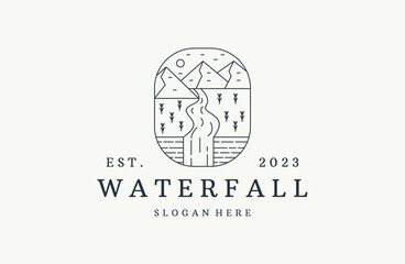 watrefall logo vector icon illustration hipster vintage retro .