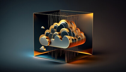 Cloud Computing Services. IaaS, 4K, 3D, High Quality Illustration.