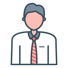 Icon avatar of a male staff or business man wearing a shirt and tie