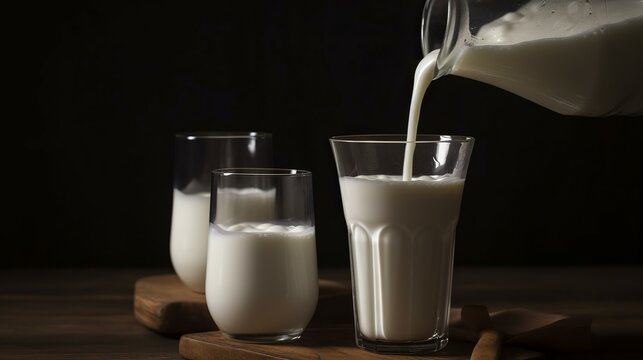 fresh cows white milk jug and glass Generative AI 