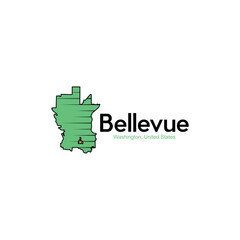 Map Of Bellevue Washington City Modern Creative Design