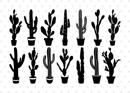 Cactus SVG Cut Files | Cactus Silhouette | Houseplant Svg | Succulent Svg | Prickly Pear Cactus Svg | Saguaro Svg | Cactus Bundle