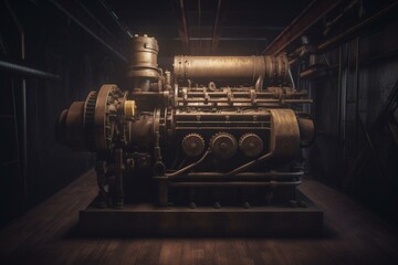Plakat 3D image of an industrial generator machine viewed from the front. Generative AI