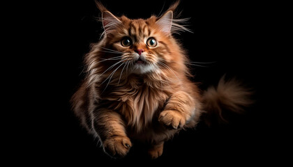 Fototapeta na wymiar CINEMATIC JUMP OF A BEAUTIFUL CAT