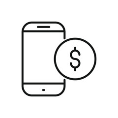 Editable Icon of Smartphone with Dollar, Mobile Payment Concept, Vector illustration isolated on white background. using for Presentation, website or mobile app