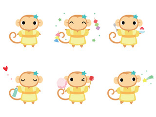 七夕のサル　アイコンセット