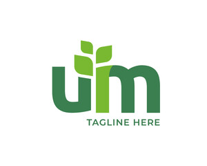 Letter UM leaf nature logo