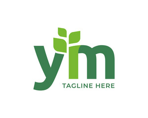 Letter YM leaf nature logo