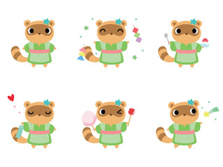 七夕のタヌキ　アイコンセット