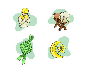 Set of islamic flat illustration 