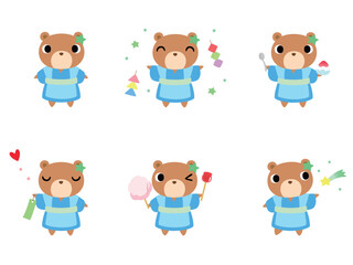 七夕のクマ　アイコンセット