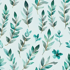 Whimsical Watercolor: A Natural Spring Pattern of Modern Decorative Leaves in a Refreshing Seamless Design