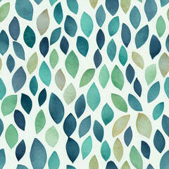 Whimsical Watercolor: A Natural Spring Pattern of Modern Decorative Leaves in a Refreshing Seamless Design