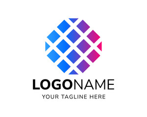 Octagon pixel logo with futuristic style