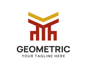 Modern monoline MK logo design with abstract chair in both side