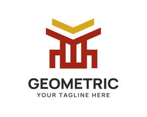 Modern monoline MK logo design with abstract chair in both side