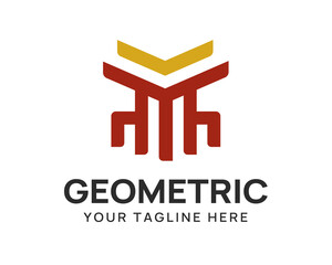 Modern monoline MK logo design with abstract chair in both side