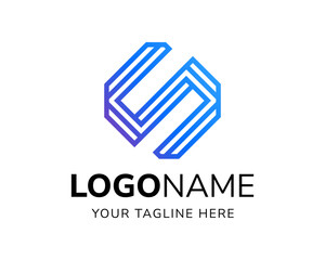 Futuristic letter s with triple monoline style